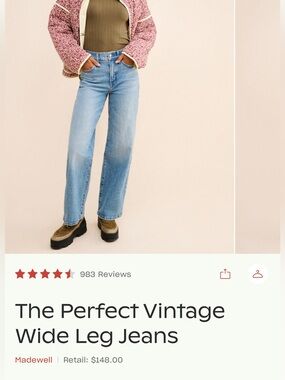 Madewell Light Wash Perfect Vintage Wide-Leg Jeans